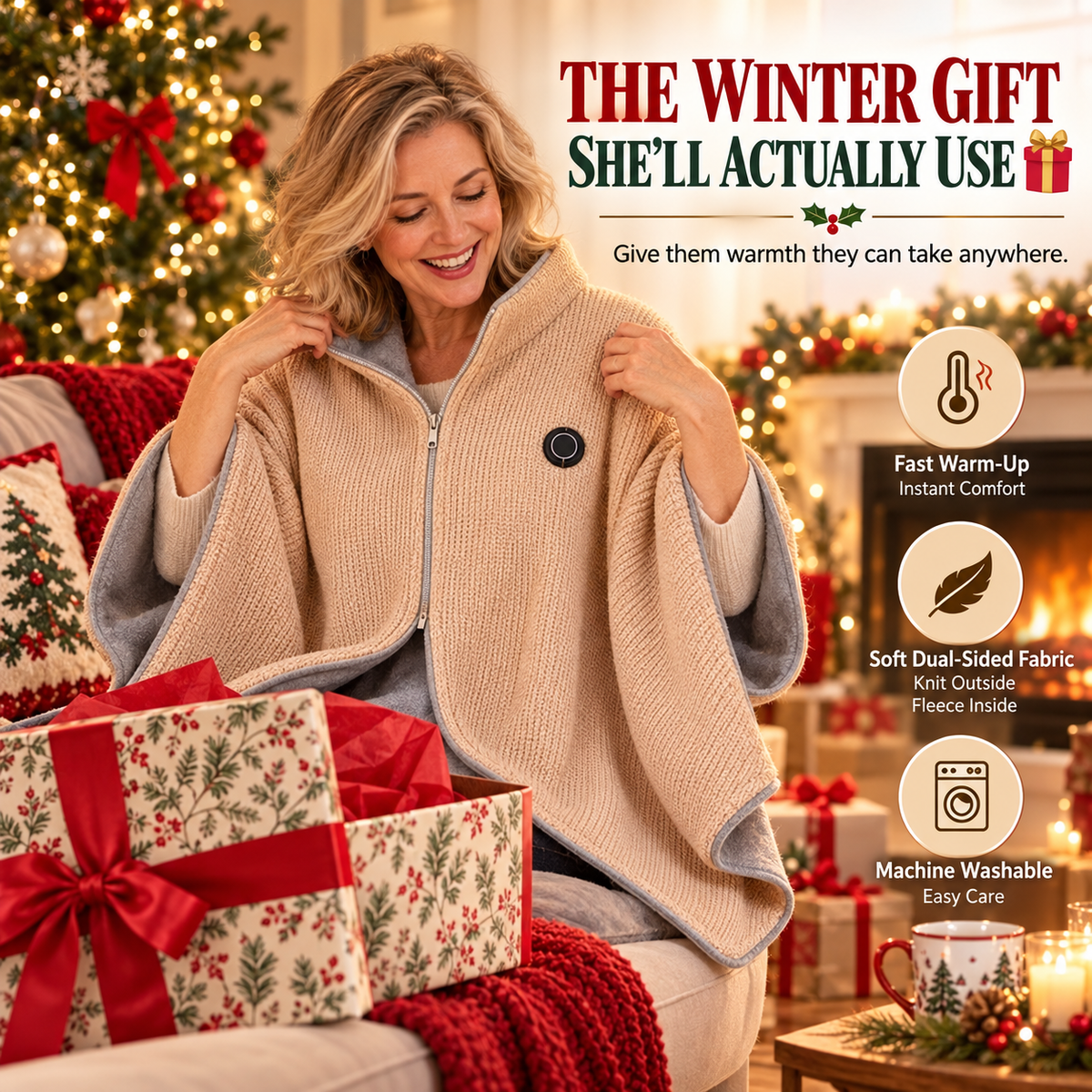 ShadeEase USB Heated Wearable Shawl ShadeEase
