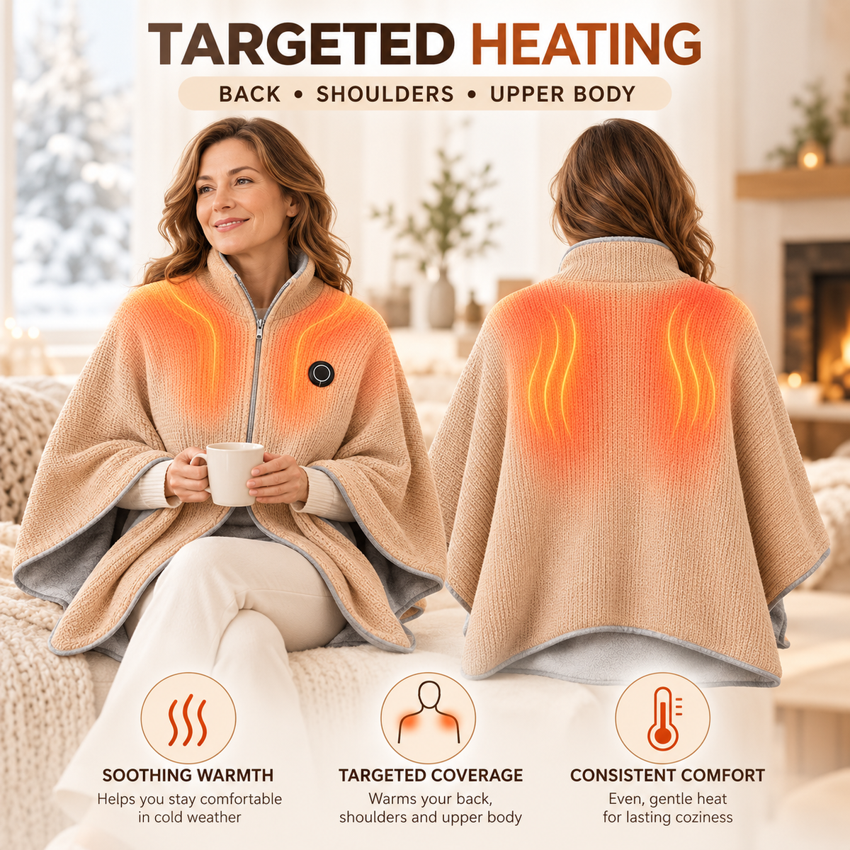 ShadeEase USB Heated Wearable Shawl ShadeEase